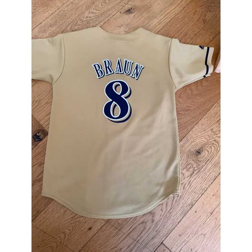 Ryan Braun Milwaukee Brewers Kids Medium Throwback Majestic Baseball Jersey